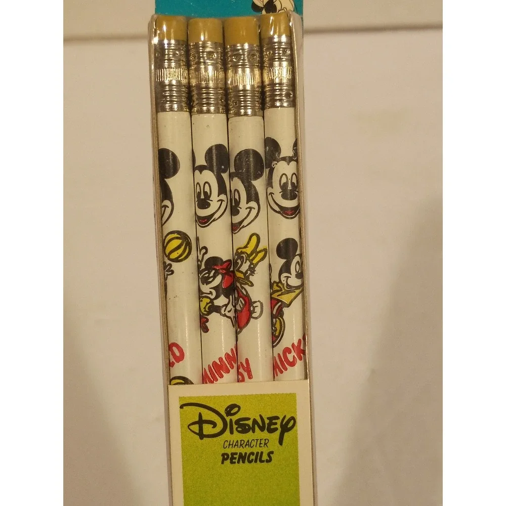 Vintage 1987 Disney Character Pencils 4 Pack Mickey Minnie Donald Empire Pencil